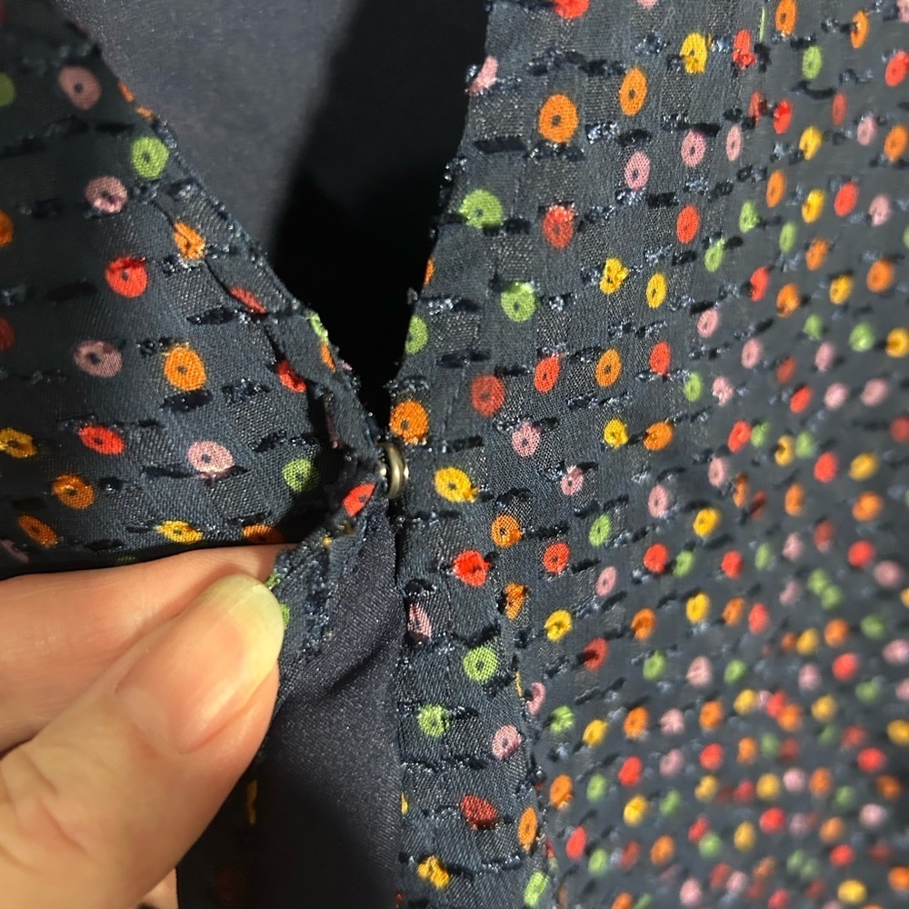 Madewell Lyric Wrap Top Sugar Dot Navy multicolor polka dot textured Medium - Picture 8 of 13